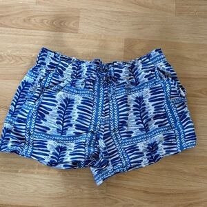 LOFT High Waist Patterned Women's Shorts in Blue and White